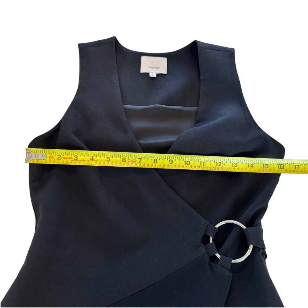 Cinq a Sept Orion Faux-Wrap Mini Dress Women’s 6 Black Sleeveless V-Neck Stretch - Picture 14 of 16